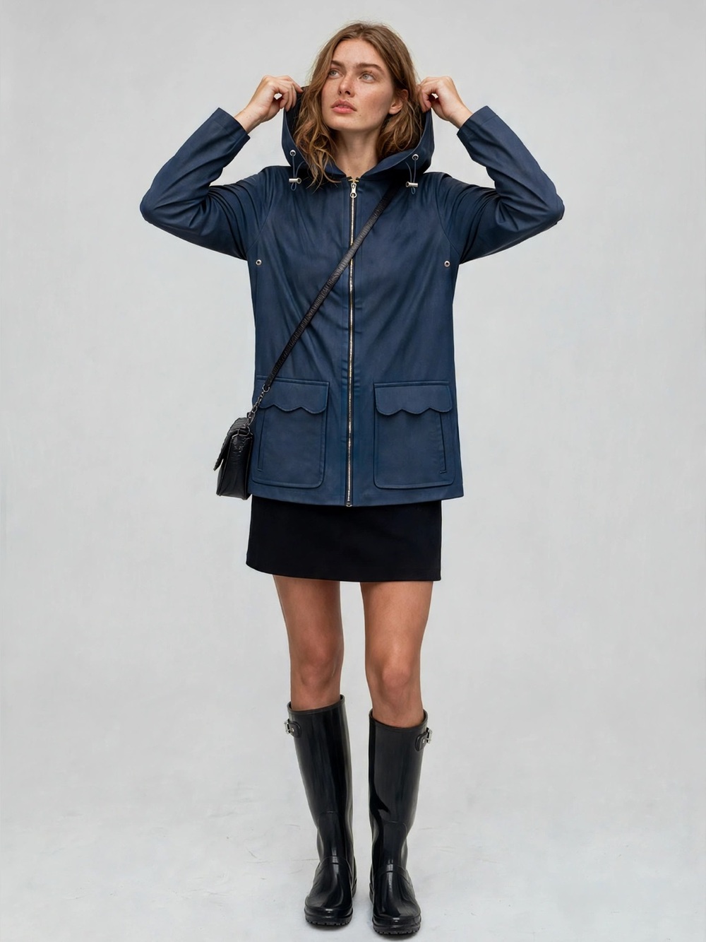 NWT Kate Spade New York navy blue raincoat XS Classic Minimalist Preppy Luxury
